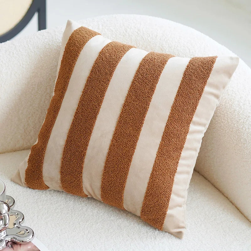 45x45CM Nordic Vintage Throw Pillow Cover - Striped Light Luxury Cushion for Sofa, Bed & Living Room