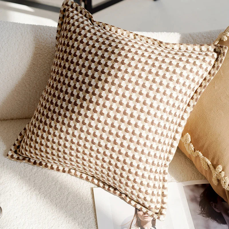 45x45CM Nordic Vintage Throw Pillow Cover - Striped Light Luxury Cushion for Sofa, Bed & Living Room